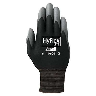 HYFLEX 11-600 BLK LT WGHT ASSEMB PU/COAT SZ 11
